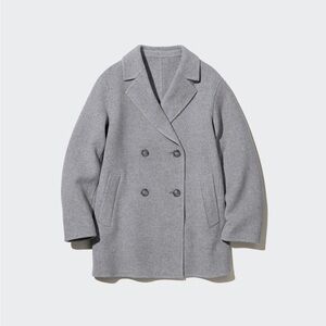 Uniqlo Women's Double-Breasted Light Gray Pea Coat size S
